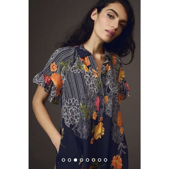 New Anthropologie Ruffle Sleeve Dress Size Small - Picture 3 of 8